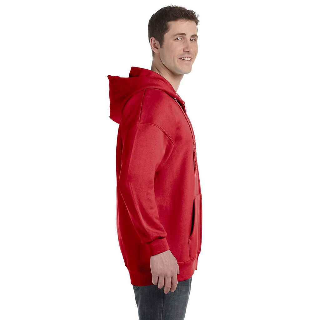 Hanes Men's Deep Red 9.7 oz. Ultimate Cotton 90/10 Full-Zip Hood