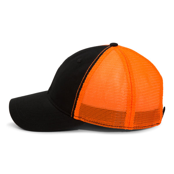 Paramount Apparel Black/Neon Orange Washed Soft Mesh Cap