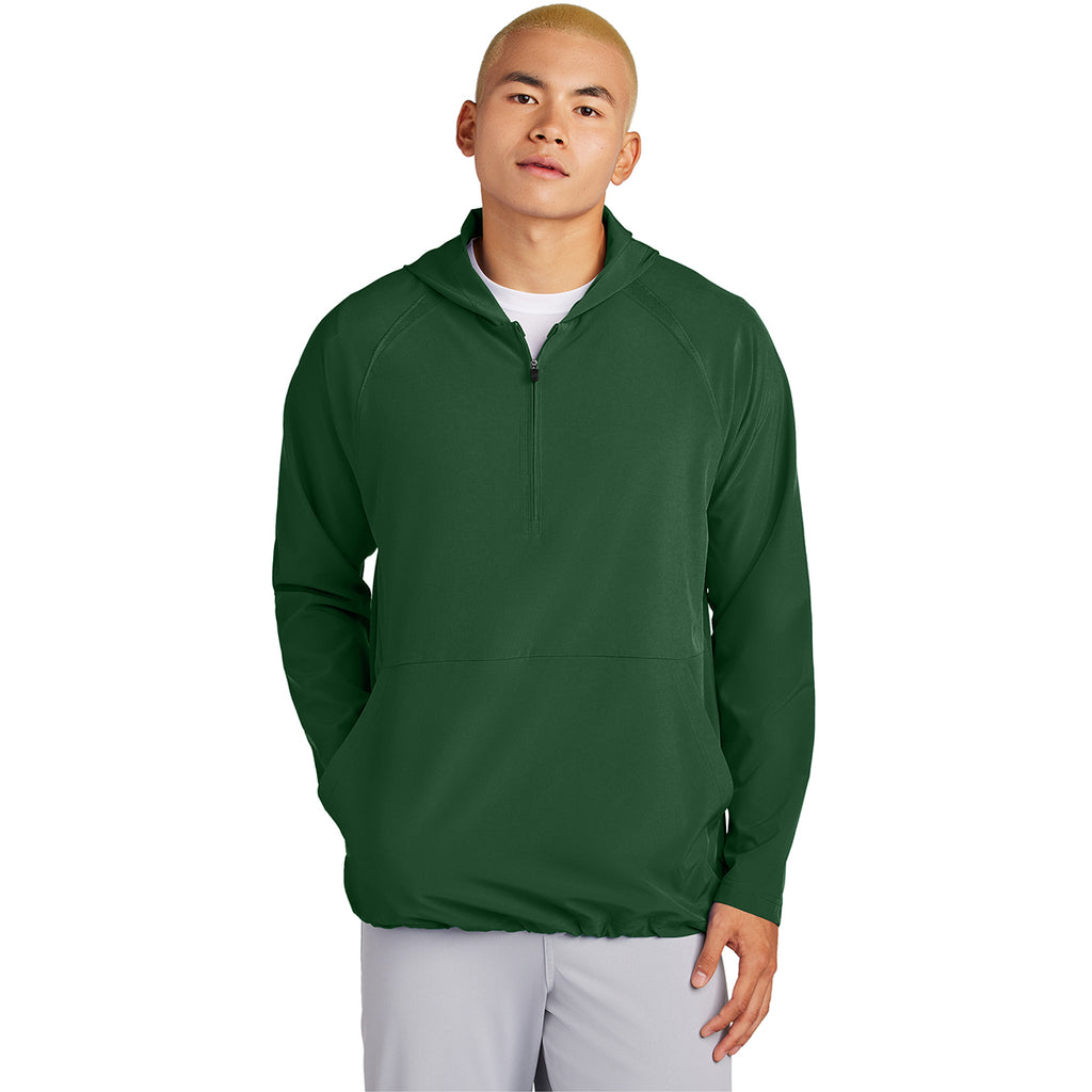 Sport-Tek Men's Forest Green Repeat 1/2-Zip Long Sleeve Hooded Jacket