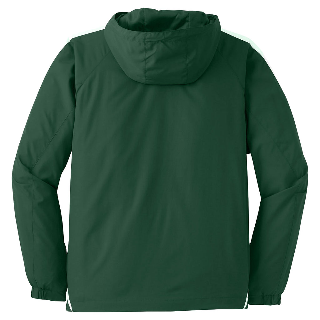 Sport-Tek Men's Forest Green/White Colorblock Raglan Anorak