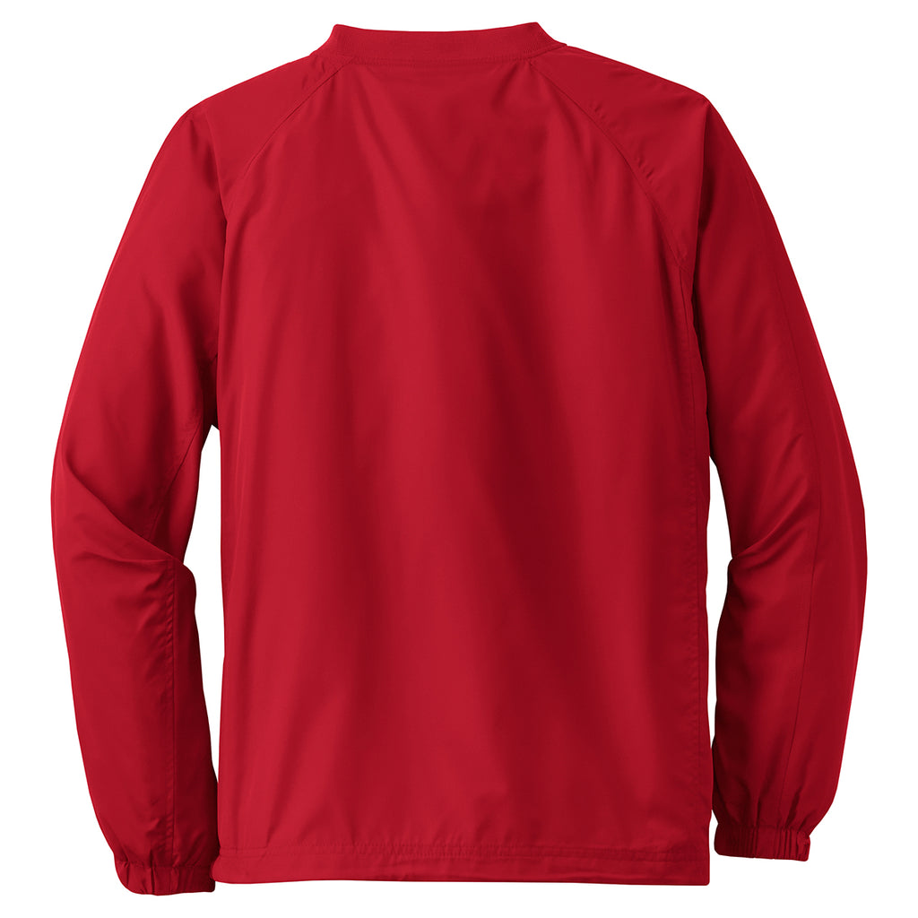 Sport-Tek Men's True Red V-Neck Raglan Wind Shirt