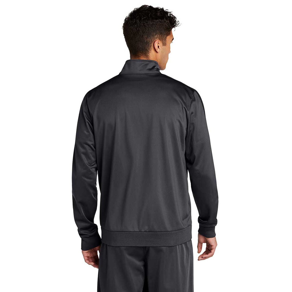 Sport-Tek Men's Graphite Grey/Black Tricot Track Jacket