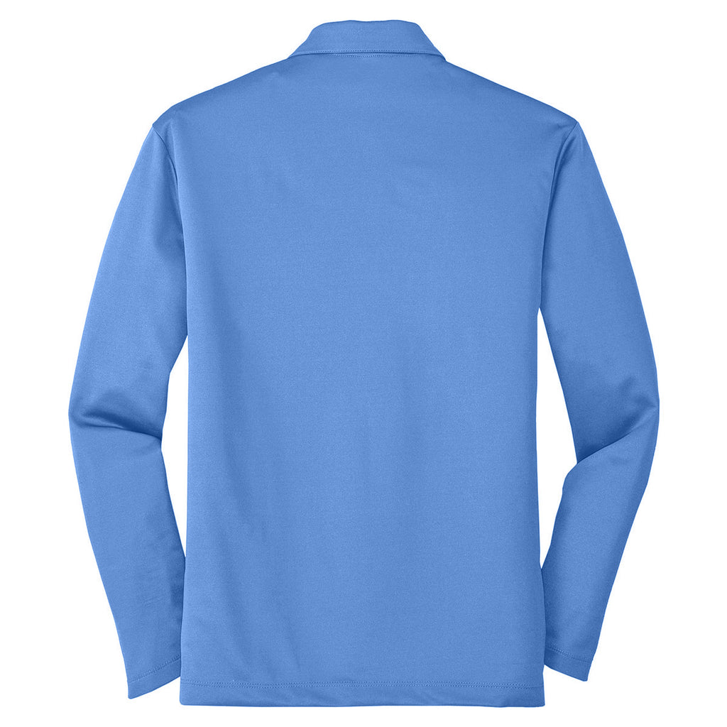Port Authority Men's Carolina Blue Silk Touch Performance Long Sleeve Polo
