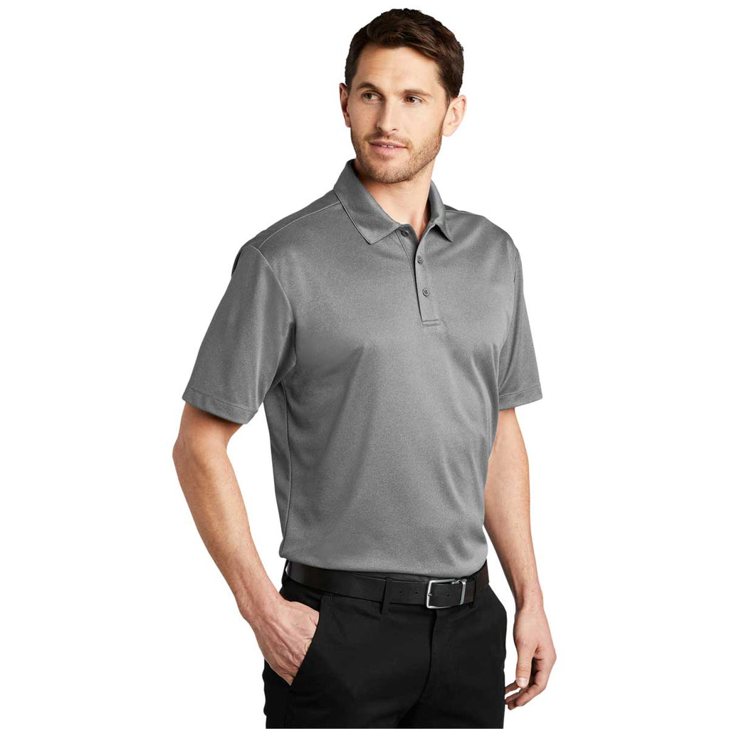 Port Authority Men's Shadow Grey Heather Heathered Silk Touch Performance Polo