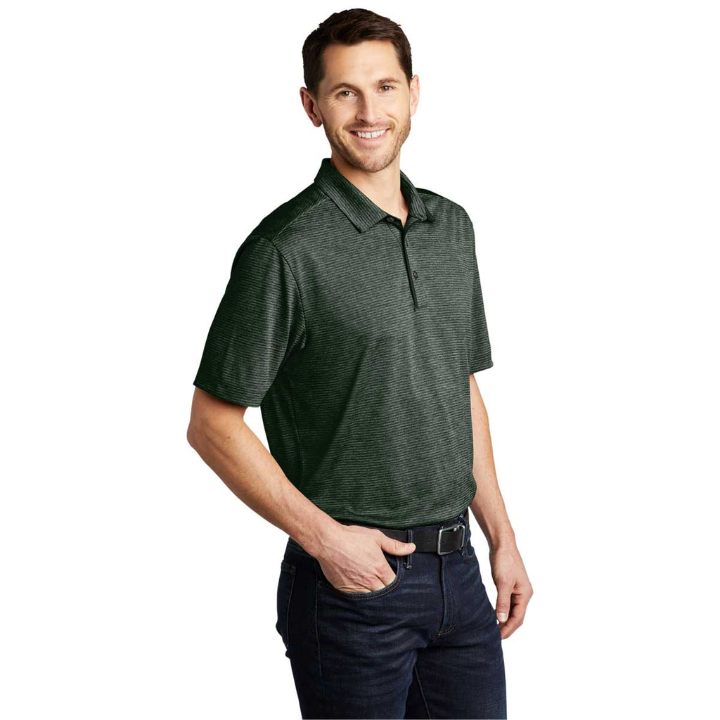 Port Authority Men's Deep Forest Green Shadow Stripe Polo