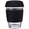 Perka Black Rizzo 12 oz. Glass Mug with Silicone Grip & Lid