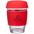 Perka Red Rizzo 12 oz. Glass Mug with Silicone Grip & Lid