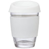 Perka White Rizzo 12 oz. Glass Mug with Silicone Grip & Lid