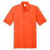 Port & Company Men's Safety Orange Core Blend Jersey Knit Pocket Polo