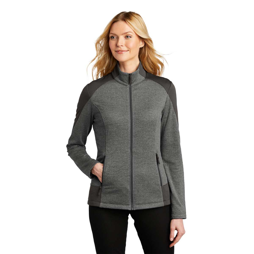 Port Authority Women's Grey Smoke Heather/Grey Smoke Grid Fleece Jacket