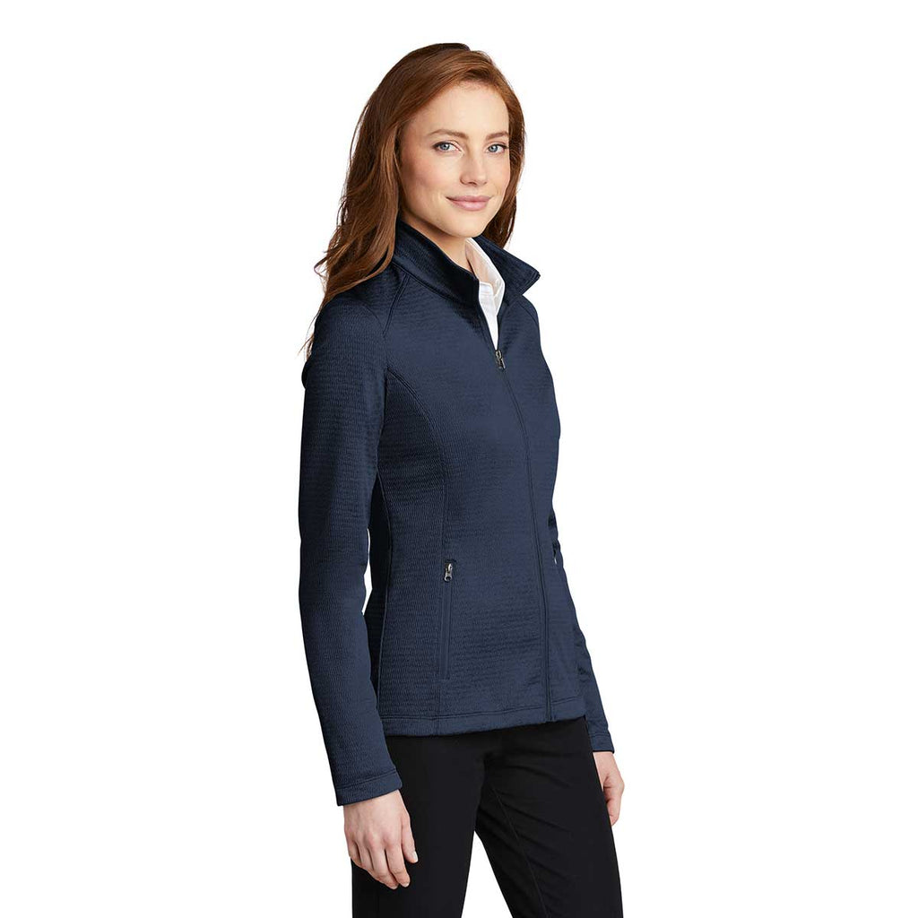 Port Authority Women's Dress Blue Navy Heather Diamond Fleece Full Zip Jacket