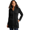 Port Authority Women's Deep Black Arc Sweater Fleece Long Jacket