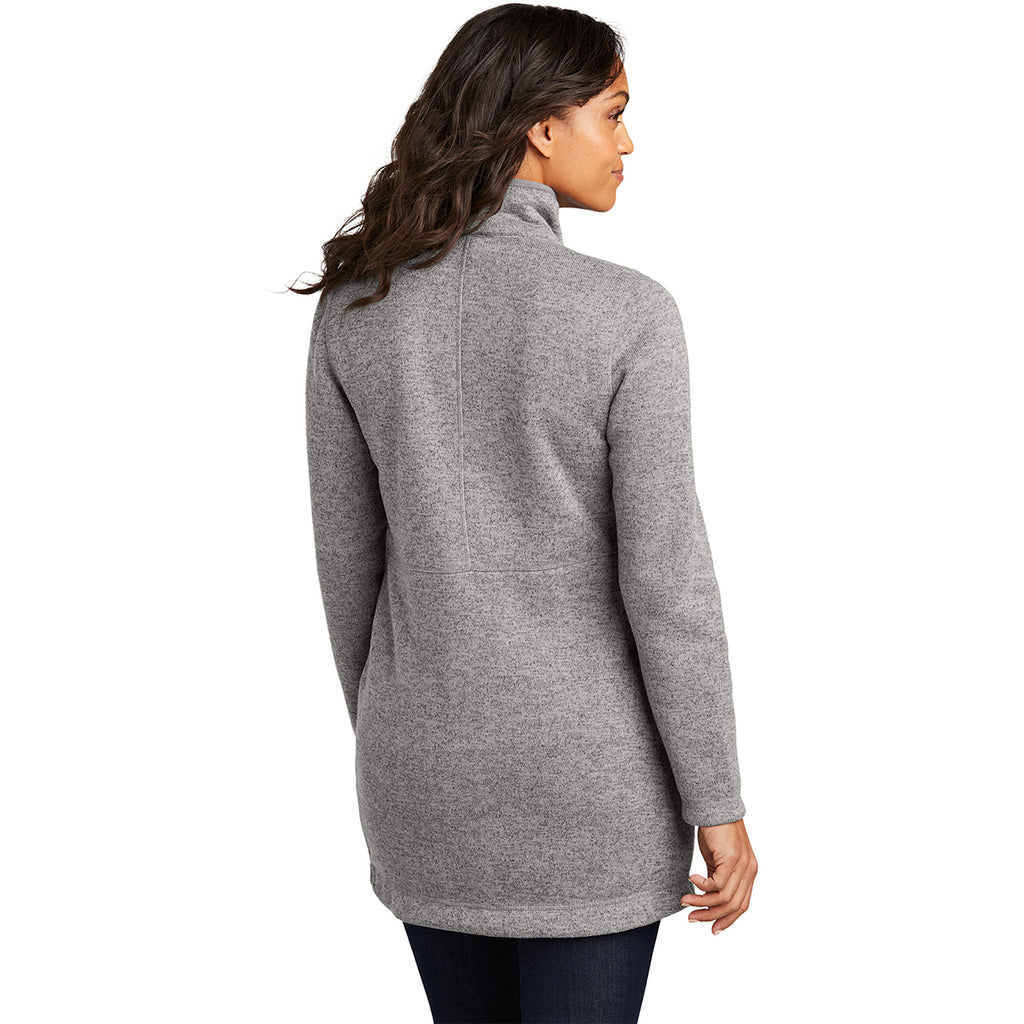 Port Authority Women's Deep Smoke Heather Arc Sweater Fleece Long Jacket