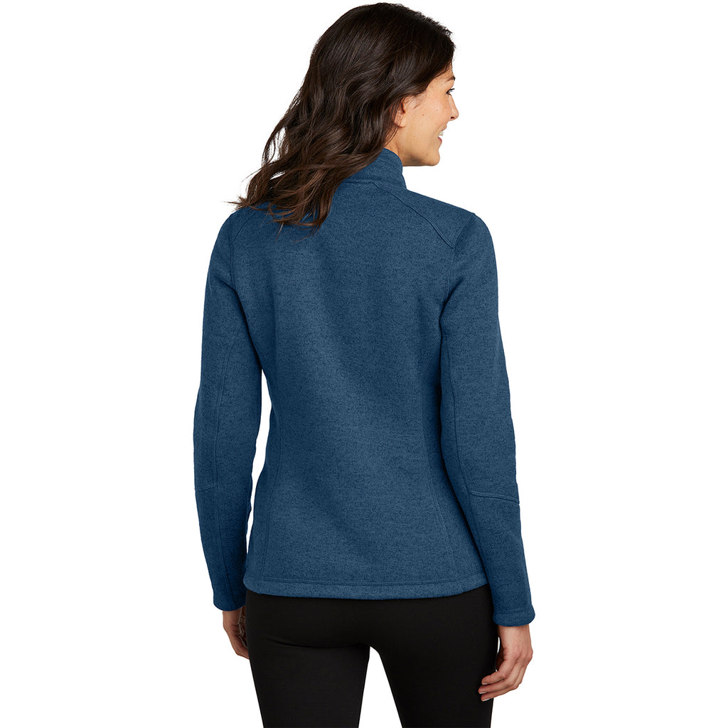 Port Authority Women's Insignia Blue Heather Arc Sweater Fleece Jacket