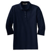 Port Authority Women's Navy Silk Touch 3/4-Sleeve Polo