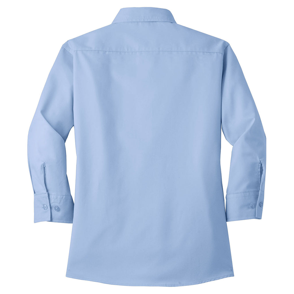 Port Authority Women's Light Blue 3/4-Sleeve Easy Care Shirt