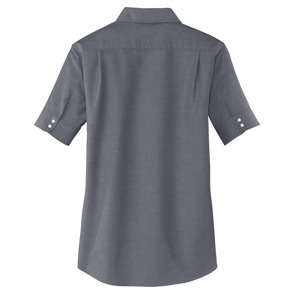 Port Authority Women's Black Short Sleeve SuperPro Oxford Shirt