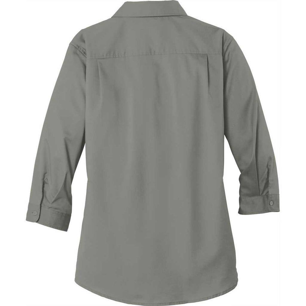 Port Authority Women's Monument Grey 3/4-Sleeve SuperPro Twill Shirt