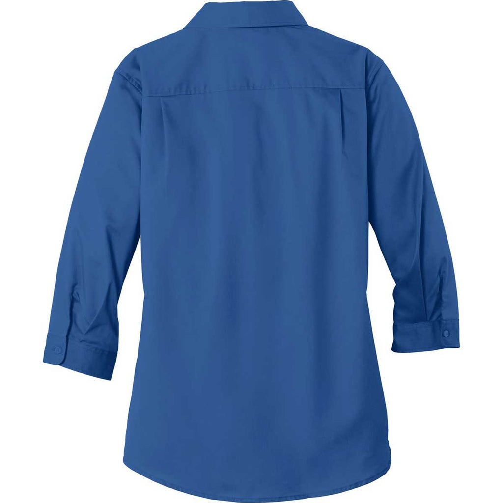 Port Authority Women's True Blue 3/4-Sleeve SuperPro Twill Shirt