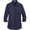 Port Authority Women's True Navy 3/4-Sleeve SuperPro Twill Shirt