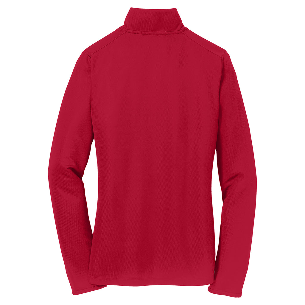 Port Authority Women's Rich Red Pinpoint Mesh 1/2-Zip