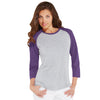LAT Women's Vintage Heather/Vintage Purple Baseball Fine Jersey T-Shirt