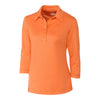 Cutter & Buck Women's Orange Burst Heather DryTec 3/4 Sleeve Chelan Polo