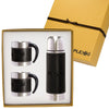 Leeman Black Tuscany Thermos and Coffee Cups Gift Set