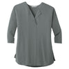 Port Authority Women's Grey Smoke Concept 3/4-Sleeve Soft Split Neck Top