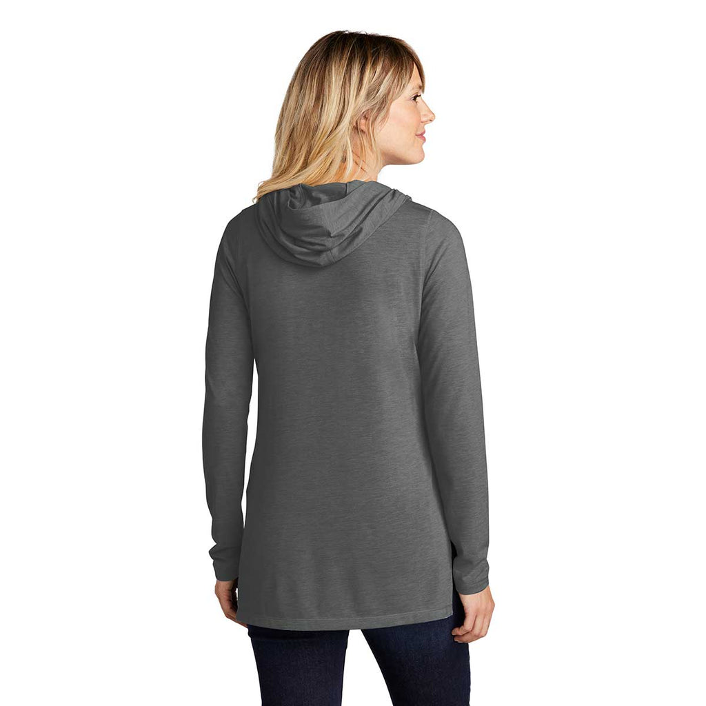 Sport-Tek Women's Dark Grey Heather Posicharge Tri-Blend Wicking Long Sleeve Hoodie