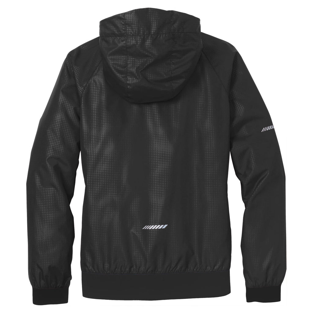 Sport-Tek Women's Black/Black Embossed Hooded Wind Jacket