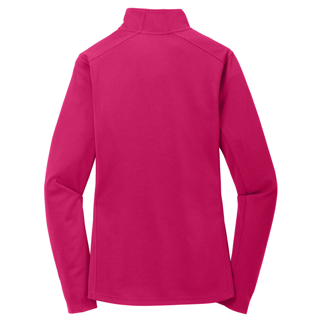 Sport-Tek Women's Pink Raspberry Sport-Wick Textured 1/4-Zip Pullover