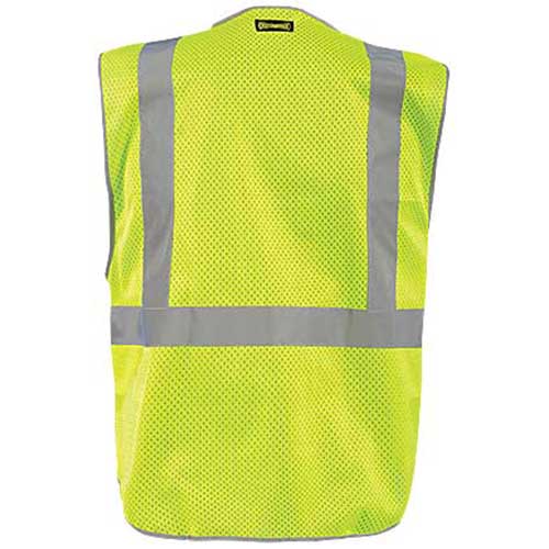 OccuNomix Men's Yellow Mesh/Solid Black Bottom 5-Pt. Break-Away Vest with Quick Release Zipper
