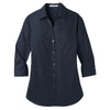 Port Authority Women's River Blue Navy 3/4-Sleeve Carefree Poplin Shirt