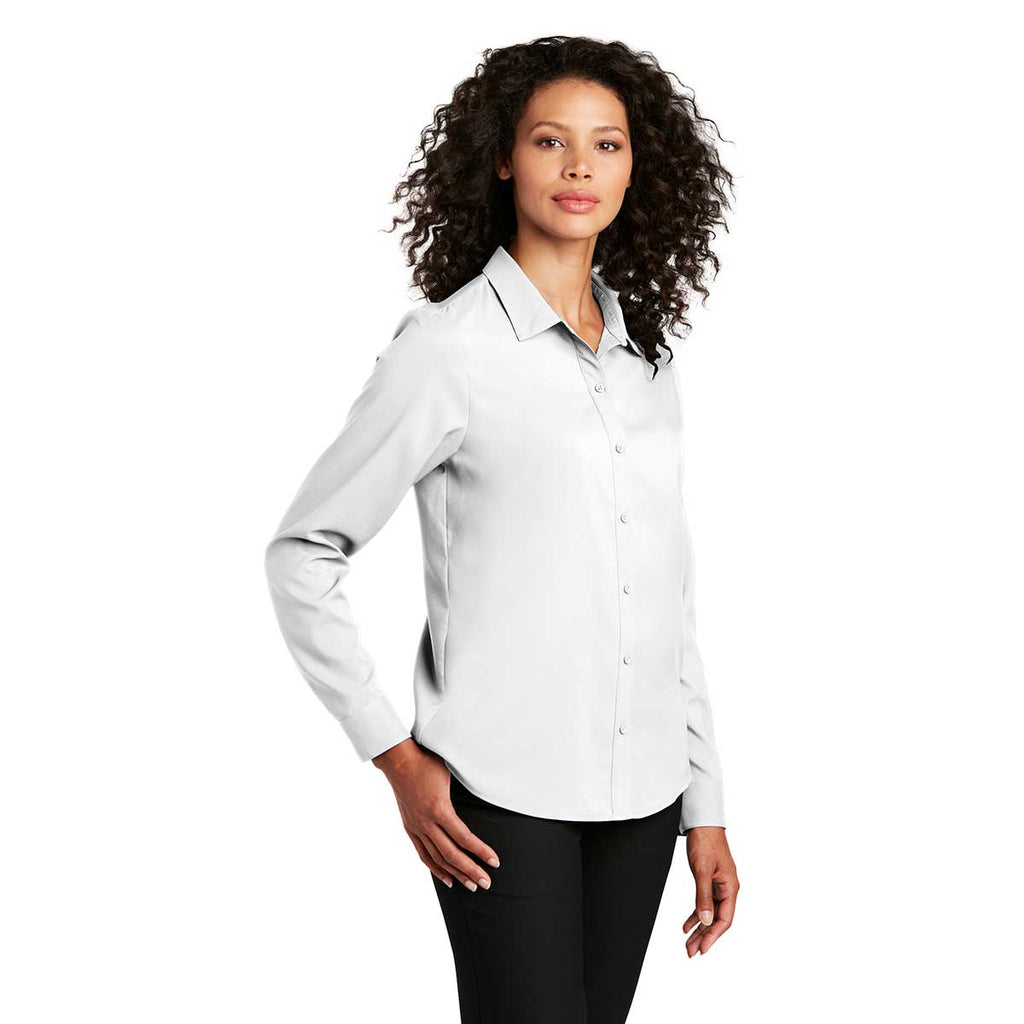 Port Authority Women's White Long Sleeve Performance Staff Shirt