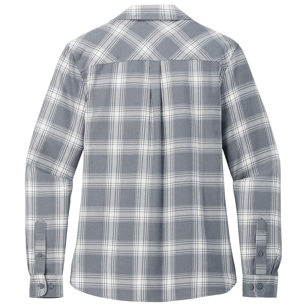 Port Authority Women's Grey/Cream Open Plaid Plaid Flannel Shirt