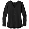 Port Authority Women's Black Long Sleeve Button-Front Blouse