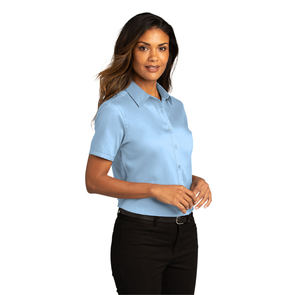 Port Authority Women's Cloud Blue Short Sleeve SuperPro React Twill Shirt