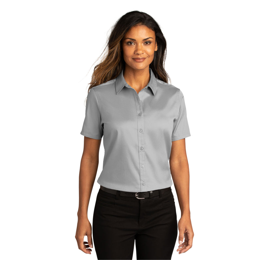 Port Authority Women's Gusty Grey Short Sleeve SuperPro React Twill Shirt