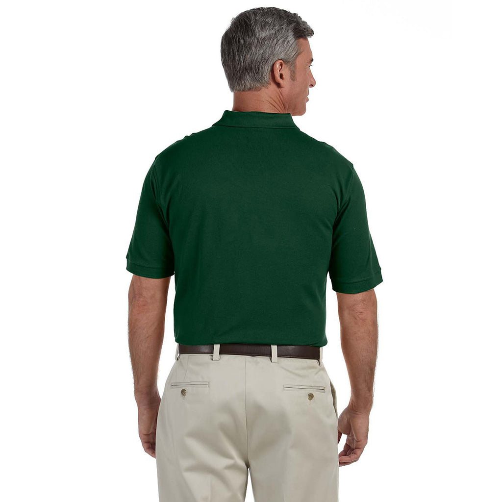 Harriton Men's Dark Green 6 oz. Ringspun Cotton Pique Short-Sleeve Polo