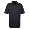 Harriton Men's Black 6 oz. Ringspun Cotton Pique Short-Sleeve Pocket Polo