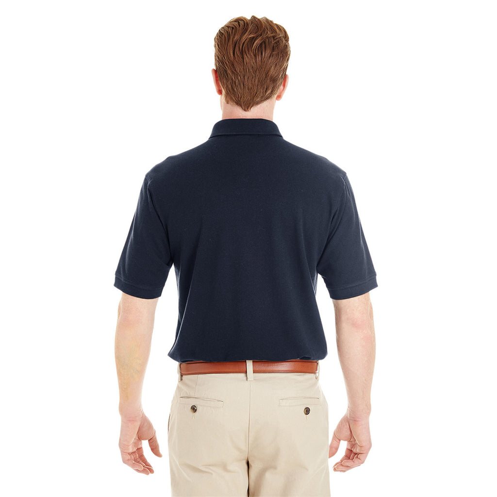 Harriton Men's Navy 6 oz. Ringspun Cotton Pique Short-Sleeve Pocket Polo