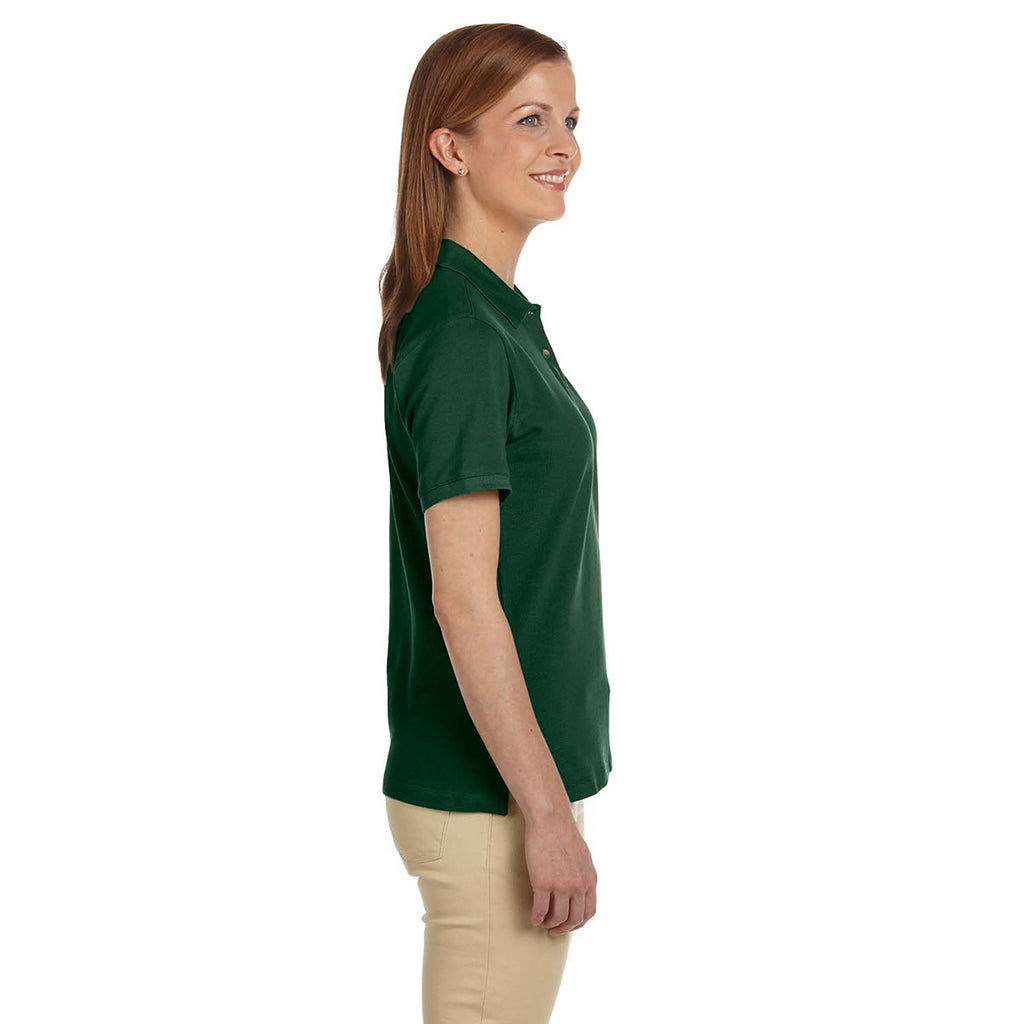 Harriton Women's Dark Green 6 oz. Ringspun Cotton Pique Short-Sleeve Polo