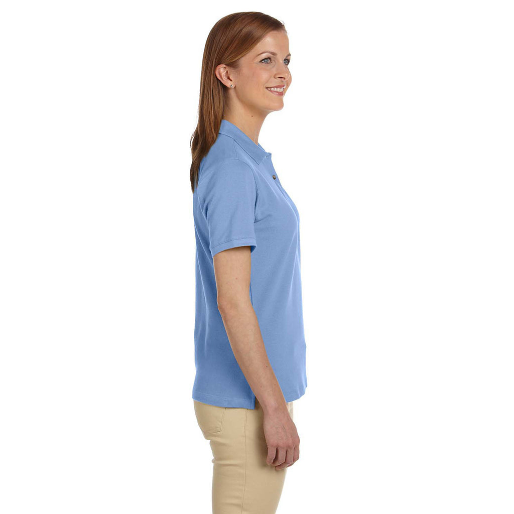 Harriton Women's Light College Blue 6 oz. Ringspun Cotton Pique Short-Sleeve Polo
