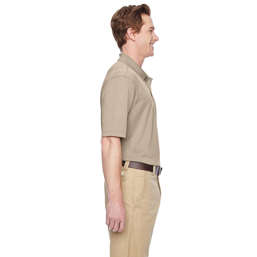 Harriton Men's Khaki Advantage IL Snap Placket Performance Polo