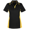 Harriton Women's Black/ Sunray Yellow Flash Snag Protection Plus Colorblock Polo