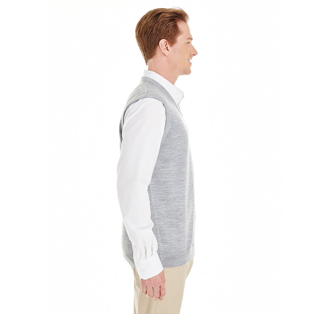 Harriton Men's Grey Heather Pilbloc V-Neck Sweater Vest