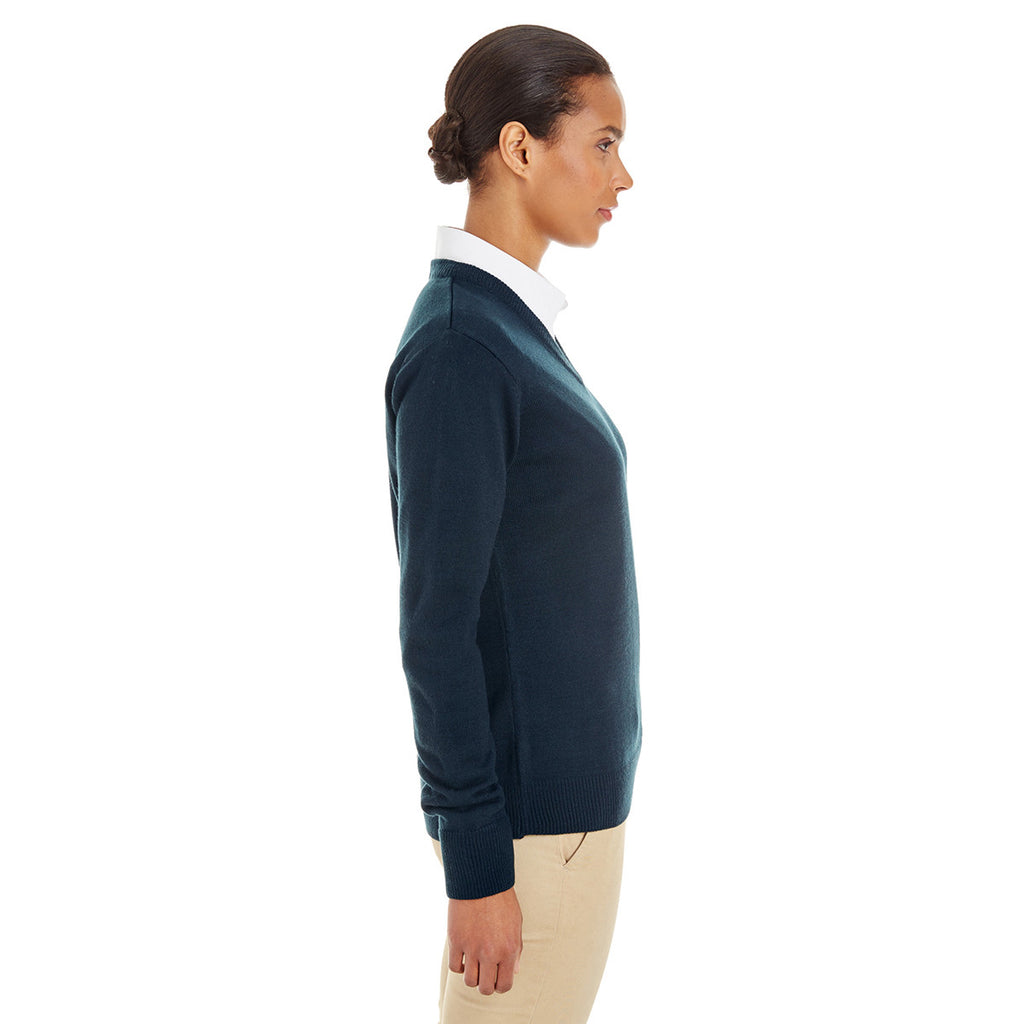Harriton Women's Dark Navy Pilbloc V-Neck Sweater