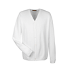 Harriton Men's White Pilbloc V-Neck Button Cardigan Sweater