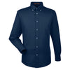 Harriton Men's Navy Easy Blend Long-Sleeve Twill Shirt with Stain-Release
